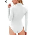 thumbnail image 4 of PULLIMORE Womens High Neck Tops Bodysuit Turtleneck Long Sleeve Stretchy Bodycon Jumpsuit (S, White), 4 of 7