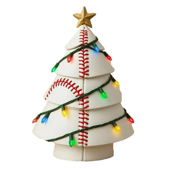 JVBTVB Football Shaped Christmas Tree with LED Lights - Sports Theme Decor for Man Cave, Game Room, Xmas Gift Idea with Gold Star Topper