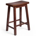 thumbnail image 1 of PJ Wood Tabouret de Comptoir Classique à Siège Selle 24 Pouces pour Cuisine, Table et Bar, Noyer, 1 of 7