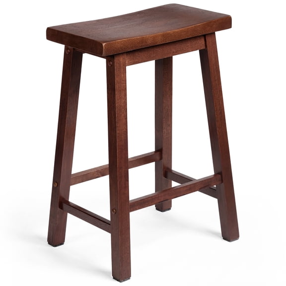PJ Wood Saddle-Seat 24 Inch Kitchen, Table, & Bar Counter Stool, Walnut