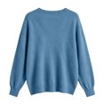 thumbnail image 6 of LNZGNM Sweaters for Women Long Sleeve V-neck Ribbed Oversized Lightweight Cozy with Stretch Sweater Fall Outing Comfort,Blue(XXL), 6 of 9