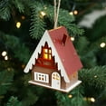 thumbnail image 6 of Christmas Wooden House Ornament with LED Light, Hanging Red Cottage Decoration for Christmas Tree, Holiday Tabletop Decor, Desktop Miniature Christmas Village House, 6 of 6