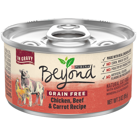 Gravy Recipe - Purina Beyond Grain Free, Natural Gravy Wet Cat Food, Grain Free Chicken, Beef & Carrot Recipe - (12) 3 oz. Cans
