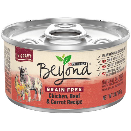 Purina Beyond Grain Free, Natural Gravy Wet Cat Food, Grain Free Chicken, Beef & Carrot Recipe - (12) 3 oz. (Best Chicken Pakora Recipe)