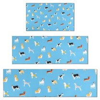 Kirky Hasky Dalmatian Kitchen Rugs Sets Of 3,Kitchen Runner Rugs Non Skid Washable,Decorative Kitchen Floor Mats for Kitchen,Sink,Laundry,17"x30"  17"x47"   17"x59"