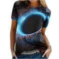 thumbnail image 4 of Penkiiy Galaxy Printed Shirt , Womens Vintage Casual Loose Short Sleeve Tee Tops L Multicolor, 4 of 6