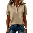 thumbnail image 4 of Polo Shirts For Women Three Buttons Short Sleeve Collared Golf Shirts Womens Summer Relaxed Fit Breathable Tops Casual V Neck Business Blouses, 4 of 5