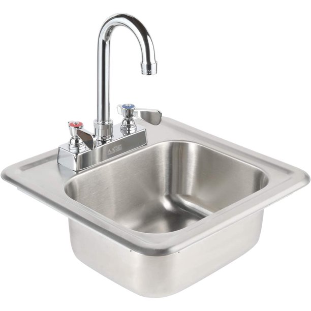 ACE HS0810IG Mini Stainless Steel DropIn Hand Sink with Deck Mount No