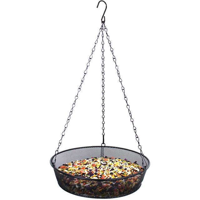 Bandeja colgante para comedero de pájaros, bandeja de semillas de malla de alambre para comedero de pájaros, bandeja colgante para comedero de pájaros de plataforma, decoración de jardín al aire libre para patio trasero salvaje que atrae pájaros (2 unidades) Ormromra WMPH-1672-1