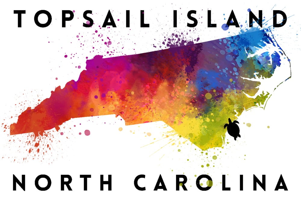 Topsail Island, North Carolina, State Abstract Watercolor (9x12 Wall