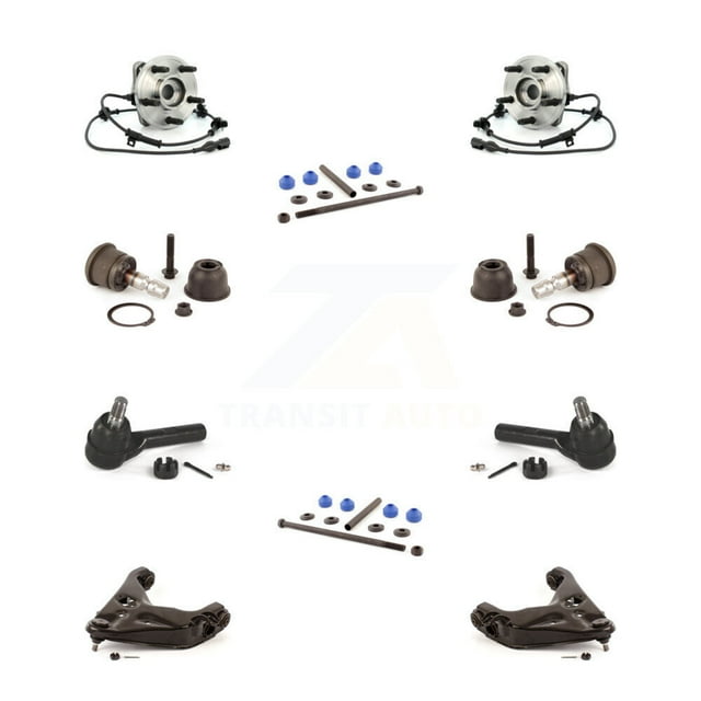 Transit Auto Front Hub Bearing Lower Control Arm with Ball Joint Upper Outer Tie Rod & Sway Bar Stabilizer Link Kit (10Pc) for Car Ford Explorer Sport Trac 4WD - Left Right Side K7T-110198