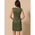 thumbnail image 3 of DARING DIVA Faux Suede Boat Neck Sleeveless Sheath Dress L Army Green, 3 of 6