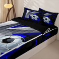 thumbnail image 3 of Castle Fairy Sport Soccer Print Zipper Full Size Comforter Sets with Fitted Sheet and 2 Pillowcases, Futuristic Letter K Zipper Bedding Set, Silver Black Blue,4pcs,Black Reversible, 3 of 6
