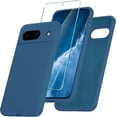thumbnail image 1 of KOMI for Google Pixel 8a Case, Silicone Phone Case with 1 Screen Protector, Soft Anti-Scratch Microfiber Lining, Full Body Shockproof Slim Cover Support Wireless Charging, Navy Blue, 1 of 5