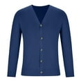 thumbnail image 6 of Men's Cotton Cardigan Sweater Long Sleeve V Neck Soft Knit Button Up Sweaters Outerwear Stretch Casual Coats (XL, Navy), 6 of 7