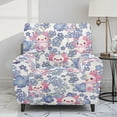 thumbnail image 2 of FKELYI Recliner Slipcover Stretch Recling Chair Covers 4 Pcs Furniture Protector for Single Seat Lounge Armchair Pink Axolotl Blue Flower Print Fitted Sofa Couch Cover, 2 of 7