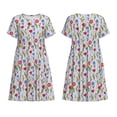 thumbnail image 3 of Bixox Women's Short Sleeve Summer Dress Loose Swing Knee Length Dresses with Pockets-Tulips Flowers, 3 of 7