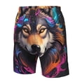 thumbnail image 2 of Yiaed Colorful Wolf Head Print Men's Swim Trunks with Lining Quick Dry Sports Shorts Beach Shorts Boardshorts-X-Large, 2 of 5