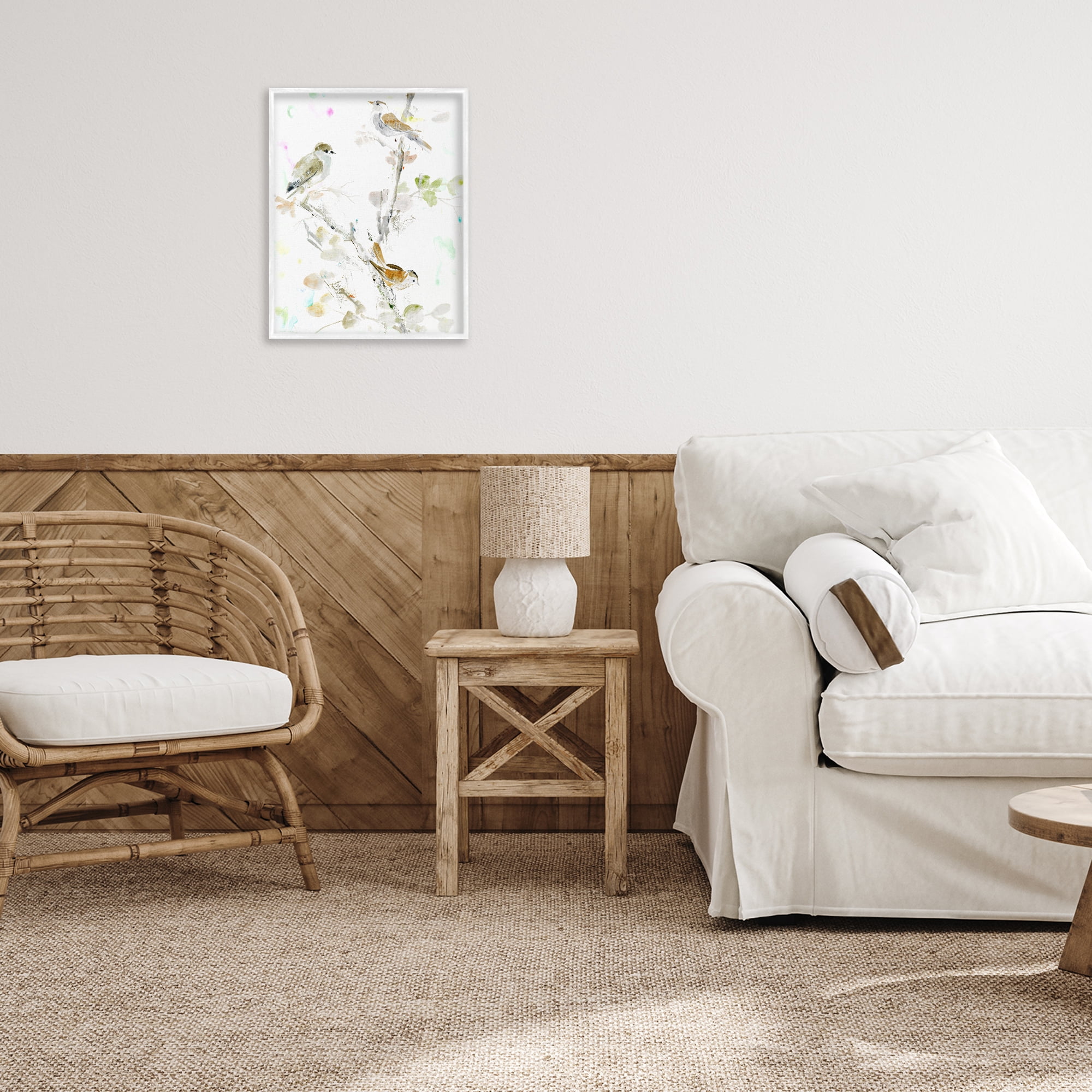 Stupell Industries Delicate Feathers Trio White Framed Giclee Art, design by Lorenzo Collective
