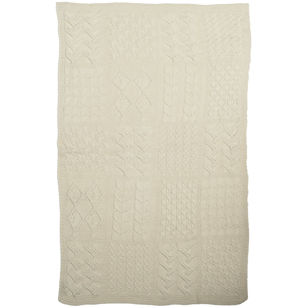 Aran Woollen Mills Patchwork Super Soft Merino Wool Knit Irish Throw