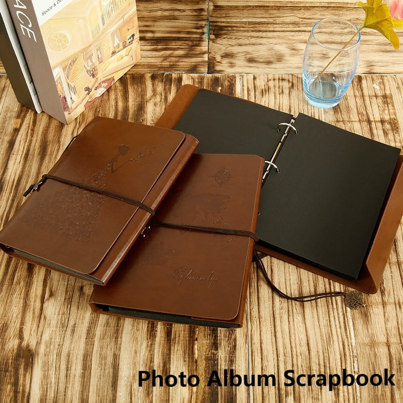 60 Photos PU Leather Photo Album Memo Book DIY Scrapbook Brown 6 Inch 