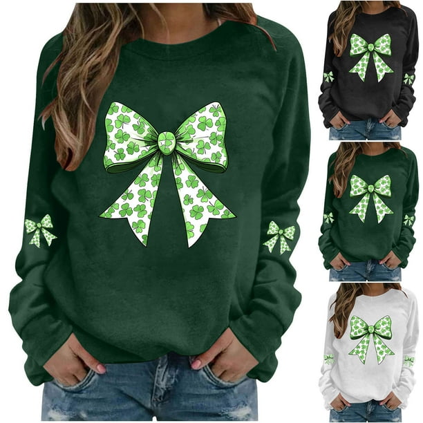 RKSTN St Patrick's Day Sweatshirt for Women Oversized Crewneck St Paddy's Day Irish Luckys Shamrocks Graphic Print Sweatshirts Top Womens Casual Plus Size Round Neck Loose Long Sleeve T Shirts