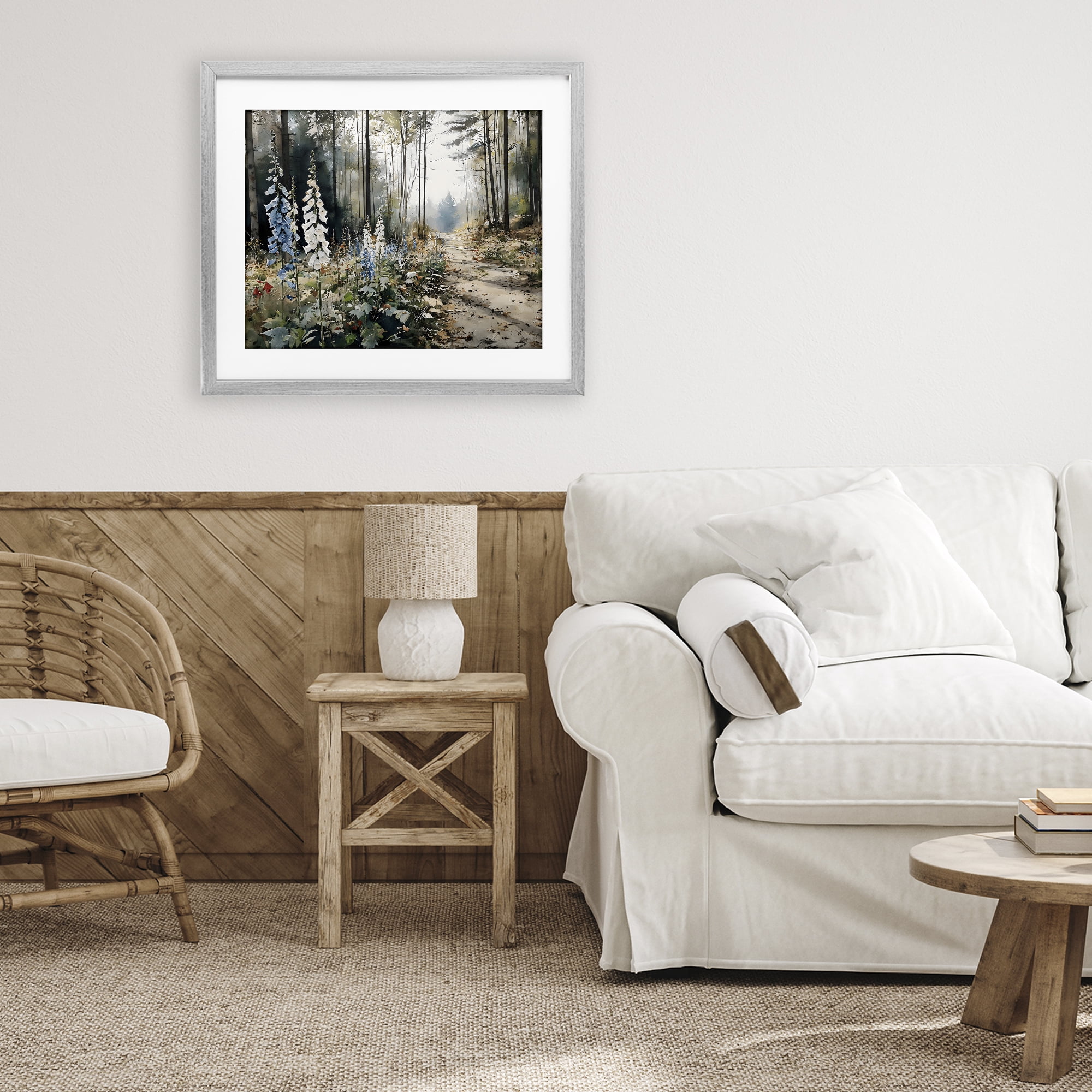 Stupell Industries Foxglove Path Sunlit Woods Gray Framed Print Under Glass, design by Franklyn Gregory