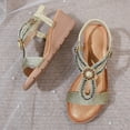 thumbnail image 4 of Mepaouo Womens Wedge Dressy Sandals Elastic Ankle Strap Summer Beach Shoes Open Toe Walking Sandal, 4 of 7
