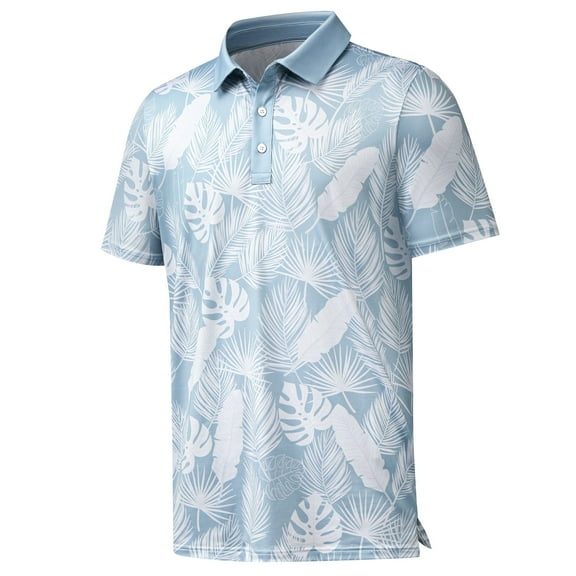 Men's Polo Shirts Performance Summer Golf Shirt Short Sleeve Breathable Dry Fit Blue S
