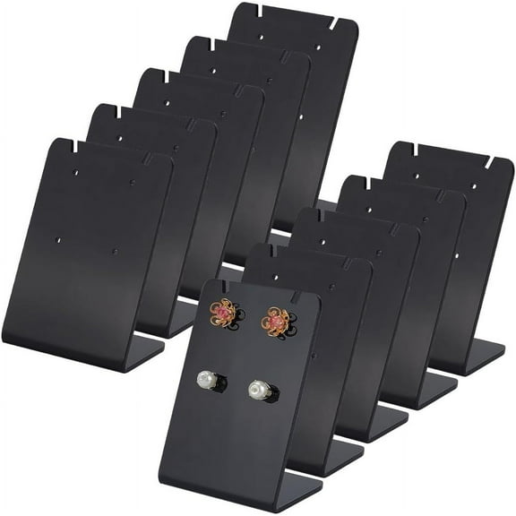 10 pc 10pcs Acrylic Earring Holder 60 Holes Black Earring Display Stands L-shape Ear Organizer Dangling Earring Stands for Selling Earring Necklace Jewelry Shows Retail Photography Props