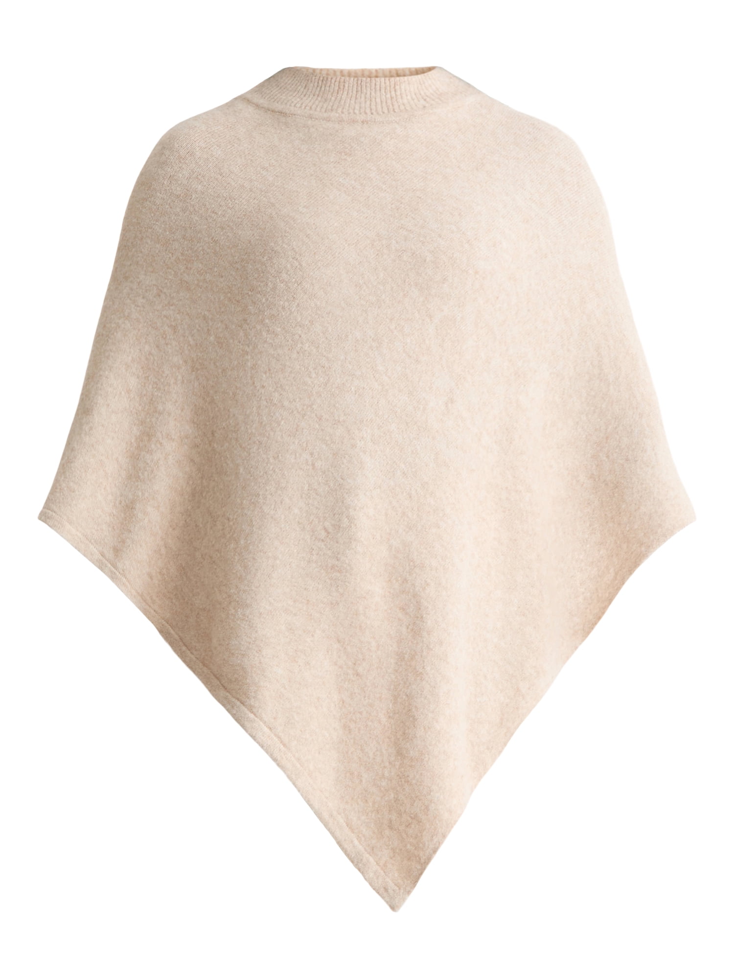 Time and Tru Women's Mock Neck Poncho, L/XL, Oatmeal