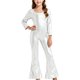 thumbnail image 2 of Pantalones acampanados de cuello redondo y mangas largas con lentejuelas elegantes de color sólido para niños, para fiestas, bailes, actuaciones escolares, ropa combinada para fiestas y festivales, pa, 2 of 5