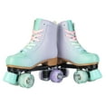 thumbnail image 3 of FACNOATIHN Roller Skate, Girls Women Fashion Classic High-top Roller Skates with Light up wheels, Green&Purple(Women's 3), 3 of 9