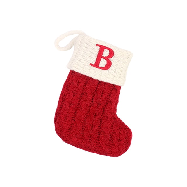TIELUTT Bas de Noël avec Initiales Grandes Lettres Brodées Tricotées Rouges 12 Jours de Cartes de Chansons de Noël Flocons de Neige Acryliques Grandes Sucettes Décorations de Noël Ruban Lustre Flocons de Neige Perles