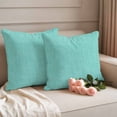 thumbnail image 2 of Vintage Linen Pillow Covers 2 Pack Pastoral Aqua Linen Texture Farmhouse Pillowcase Waterproof Outdoor Throw Pillow Cover for Patio Garden Square Cushion 20”x20”, 2 of 9