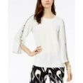 thumbnail image 4 of Alfani Womens Embellished Sleeve Pullover Blouse, White, Small, 4 of 4