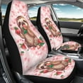 thumbnail image 3 of Yuyamidu Cute Sloth Car Seat Covers Waterproof Front Seat Covers Strawberry Automobile Front Seat Cover Easy to Install Car Interior Automotive Universal Fit Most Cars, Pink, 3 of 7