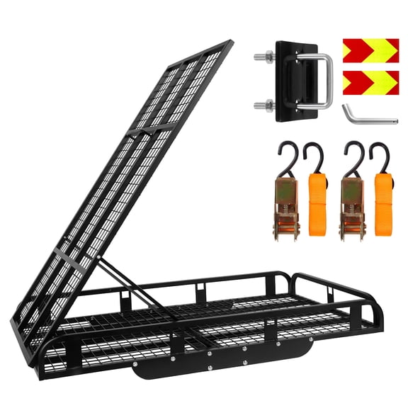 800 Lbs Alloy Steel Ramp Cargo Carrier, Folding Hitch Mount Cargo Carrier Basket, Heavy-Duty Alloy Steel Cargo Carrier Hitch Mount, 50 X 28.3 X 5 in for RV SUV Vans