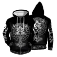 thumbnail image 4 of Sudadera con capucha con cremallera de otoño para hombre, sudaderas casuales con capucha para hombre, sudadera con capucha con estampado de calavera, sudadera con capucha estampada moderna, holgada y, 4 of 5