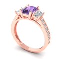 thumbnail image 2 of 1.88 ct Emerald Cut Simulated Alexandrite 3 Stone 14K Rose Gold Womens Engagement Ring, 2 of 5