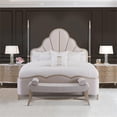 thumbnail image 3 of Michael Amini Malibu Crest Faux-Suede Bed Bench - Doeskin/Chardonnay, 3 of 15