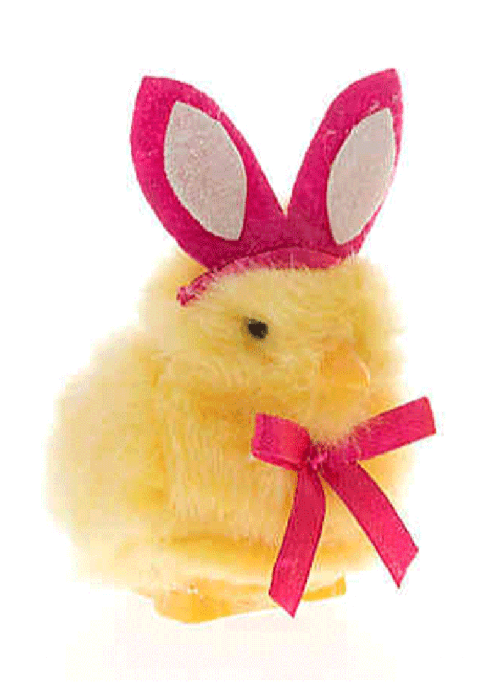 Dan Dee Easter Palm Pet Chirping Chicks Chicken Baby w/Rabbit Ears Pink & Blue 