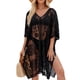 thumbnail image 1 of Vestido playero tipo cover-up Colornival negro con cuello en V y encaje, 1 of 8