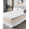 thumbnail image 4 of Pink White Ombre Wrap Around Bed Skirts for King Bed 18" Drop,Bed Skirt with Adjustable Elastic Belt Dust Ruffle Bed Valance for Bedroom Hotel Beige Gradient Color Modern Abstract Art Bed Frame Cover, 4 of 7