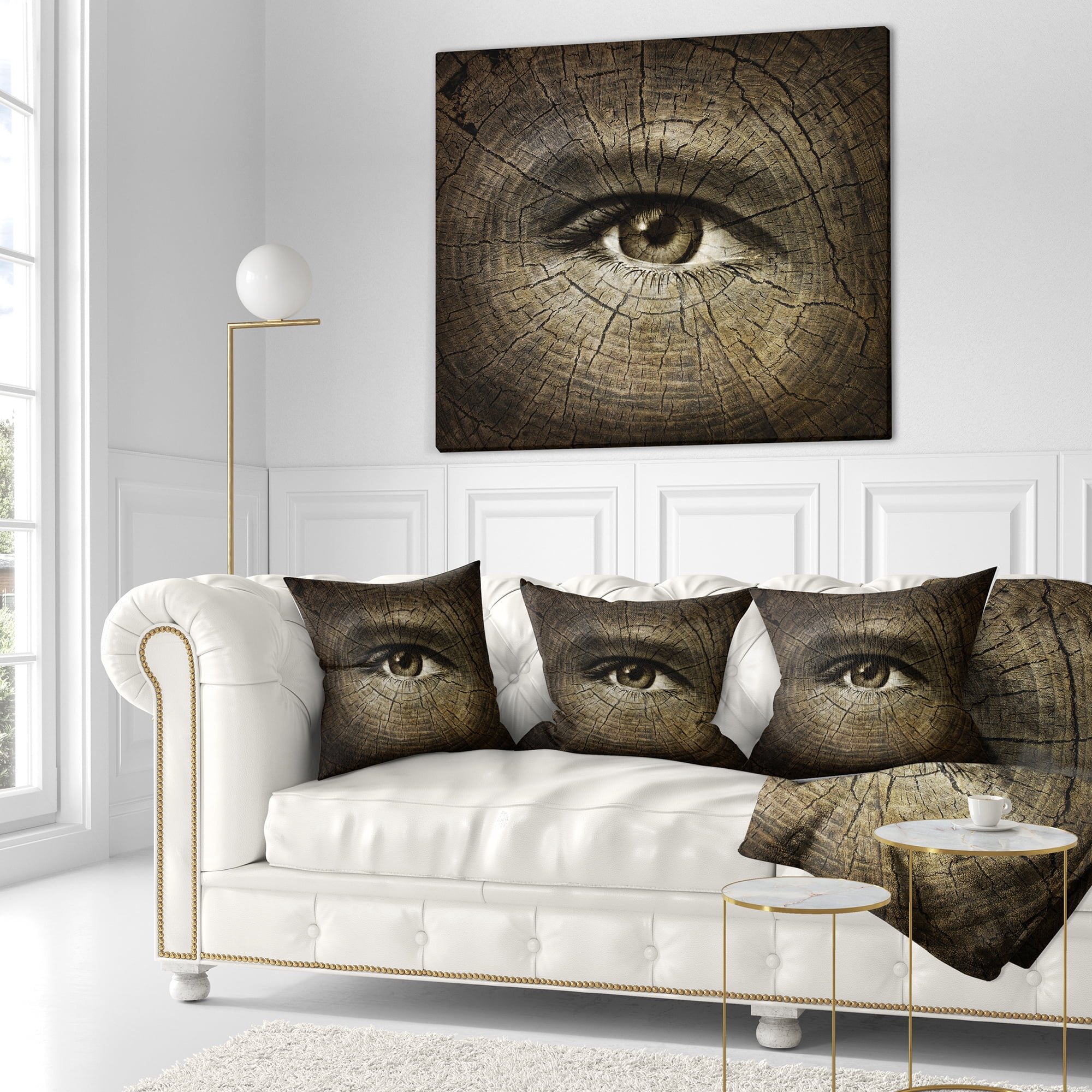 Designart Aging Eyes - Abstract Throw Pillow - 16x16
