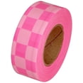 thumbnail image 4 of Tape Planet Fluorescent Pink and White Checkerboard Flagging Tape 1 3/16" x 100 ft Roll Non-Adhesive, 4 of 4