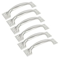 Unique Bargains Home Gate Door Stainless Steel 4 Holes Pull Handle Silver Tone 5.9" Length 6Pcs