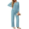 thumbnail image 3 of MINTREUS Women's Pajama Sets Long Sleeve V Neck Lounge Sets Soft Ribbed knit Sleepwear 2 Piece Pjs Set, 3 of 8