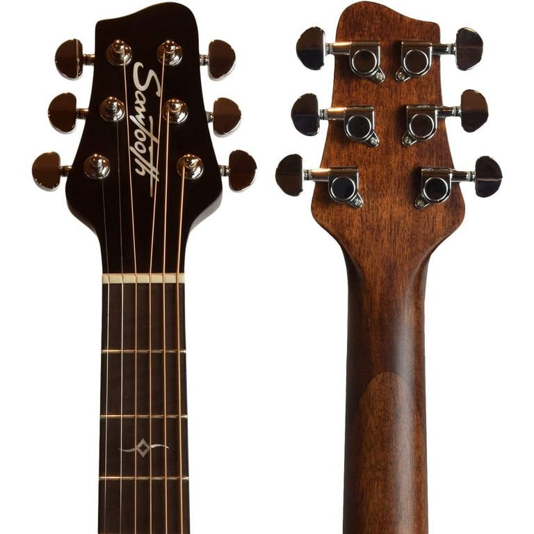 Sawtooth Mahogany Series Left-Handed Solid Mahogany Top Acoustic-Electric  Jumbo Guitar with Padded Gig Bag & Pick Sampler 