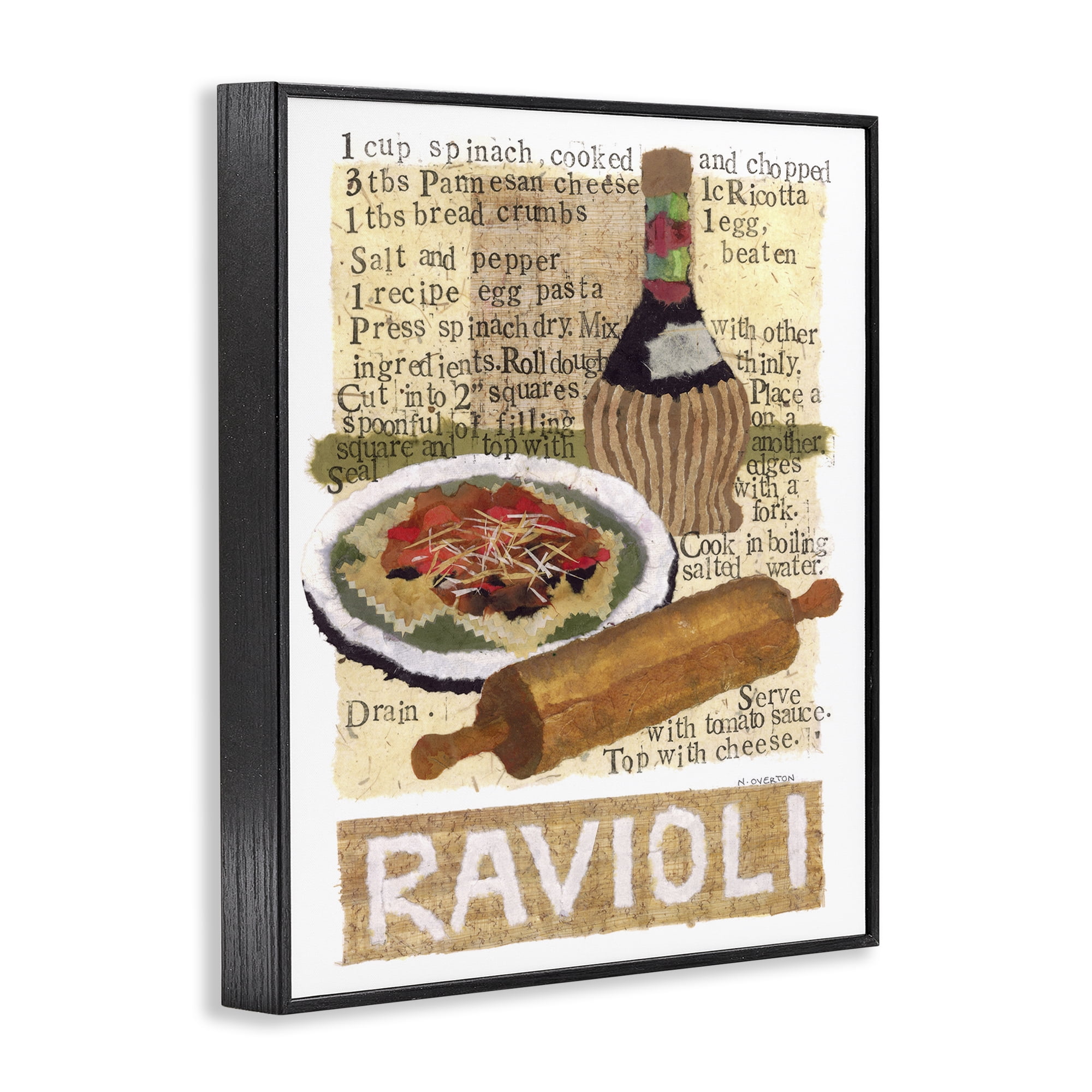Stupell Industries Vintage Ravioli Recipe Food & Beverage Painting Black Framed Art Print Wall Art, 24 x 30